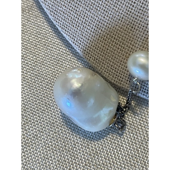 LUC 925 Sterling Silver Y Drop Necklace w/ Real‎ Freshwater & Baroque Pearls 20" - Picture 3 of 8